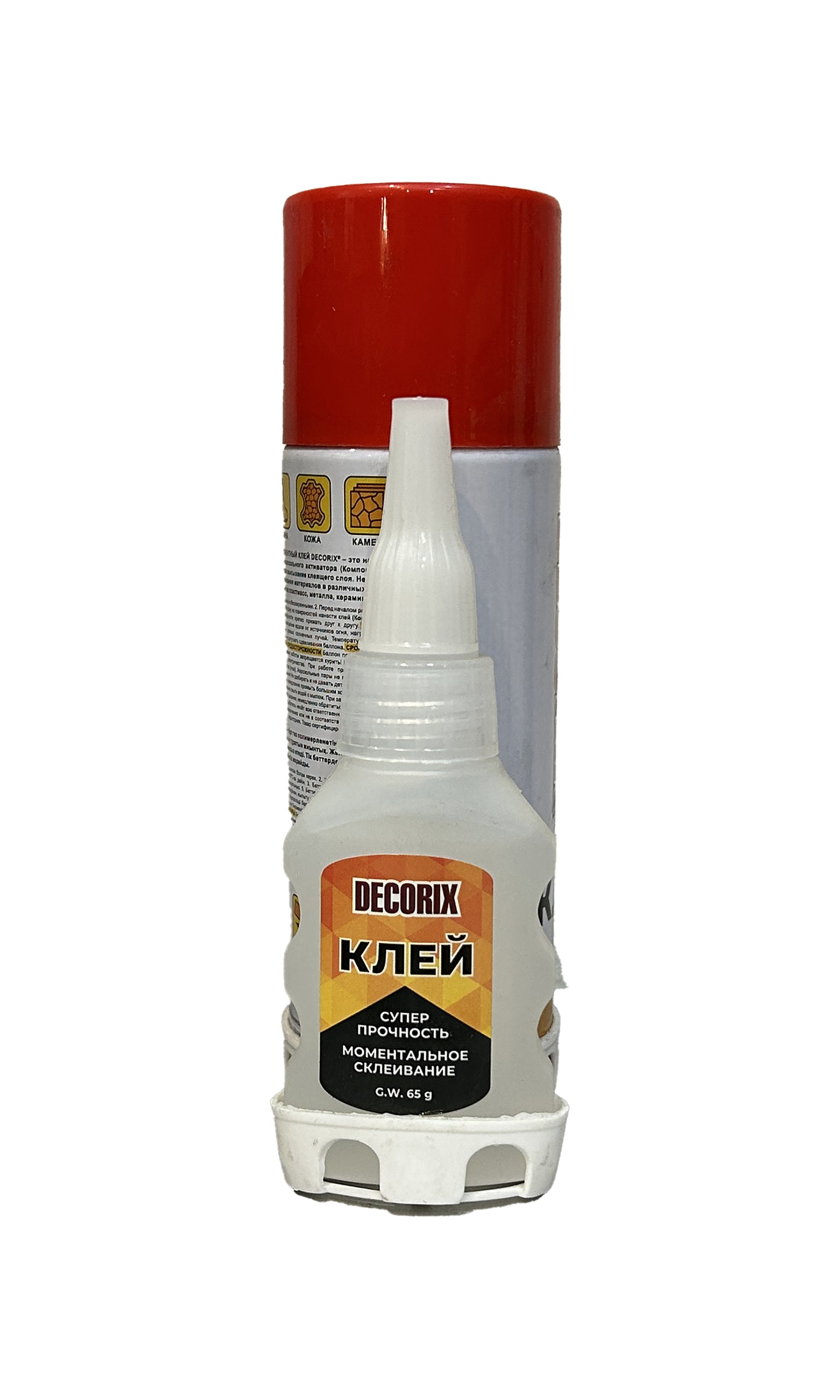 DEC-0151-00-DX - клей двухкомпонентный для экспресс-склеивания DECORIX: супер клей 50 г + аэрозольный активатор 270 мл.