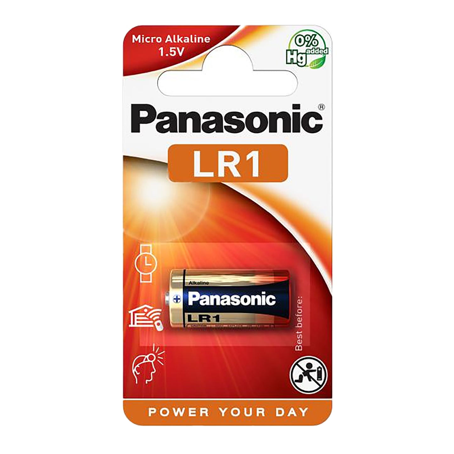 PAN-LR1-1 - щелочная батарейка Panasonic тип LR1, 1,5 В (1 шт. в блистере)