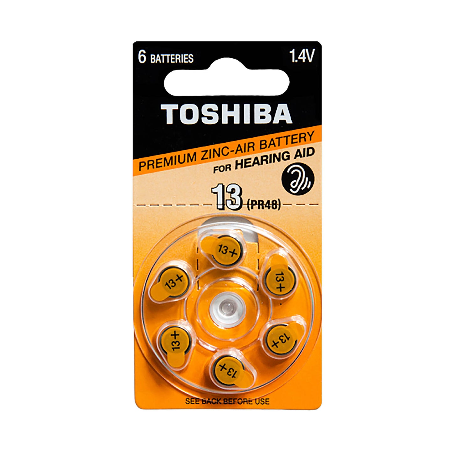 TSH-13-6 - батарейка для слуховых аппаратов Toshiba 13, тип PR48, 1.4 В (6 шт. в блистере)