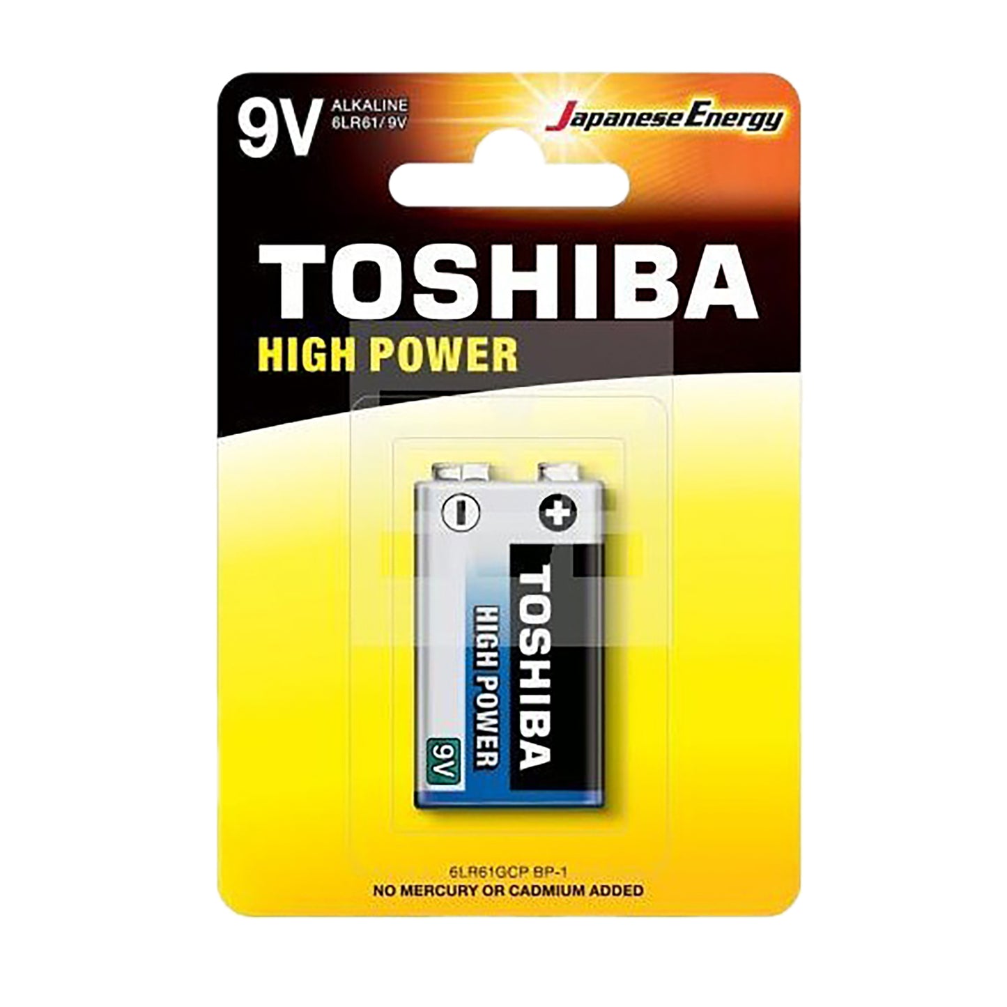 TSH-9V-HP-1 - батарейка Toshiba High Power тип 6LR61, 6LF22, 1604A, MN1604, 6F22, 6R61, Крона (1 шт. в блистере)
