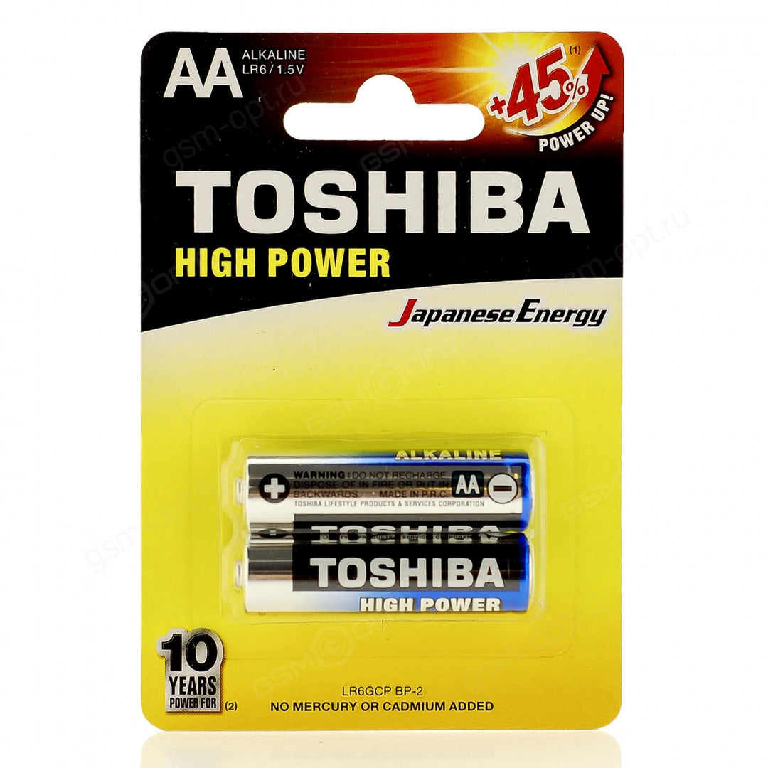 TSH-AA-HP-2 - щелочные батарейки Toshiba High Power тип AA, (2 шт. в блистере), цена за блистер