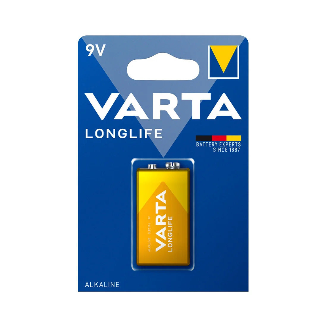 VAR-9V-ALK-1 - щелочная батарейка Varta Longlife, 9 В, типа Крона (1 шт. в блистере)