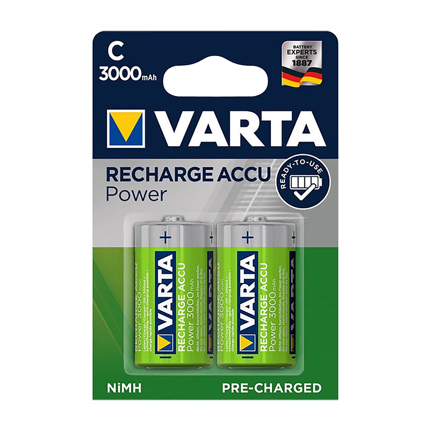 VAR-NIMH-C-3000 - предварительно заряженный никель-гидридный аккумулятор Varta, тип С, 3000 мАч, (2 шт. в блистере)