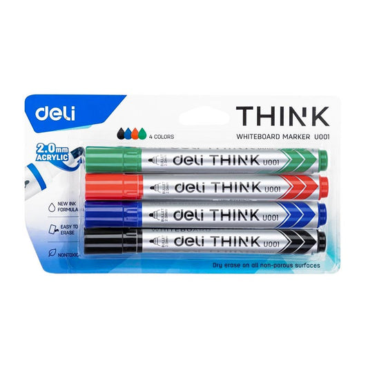 DELI-U00101 - набор акриловых маркеров для доски deli U00101, пулевидный наконечник, 2 мм, 4 шт., цена на упаковку