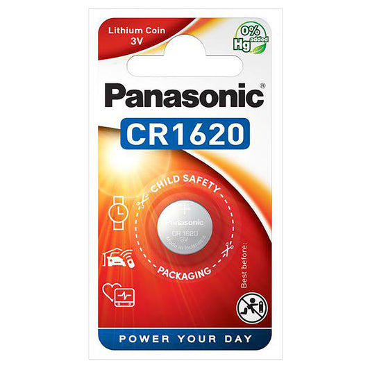 PAN-CR1620-1 - литиевая батарейка Panasonic тип CR1620 (аналог ECR1620), напряжение: 3 В (1 шт. в блистере), цена за блистер