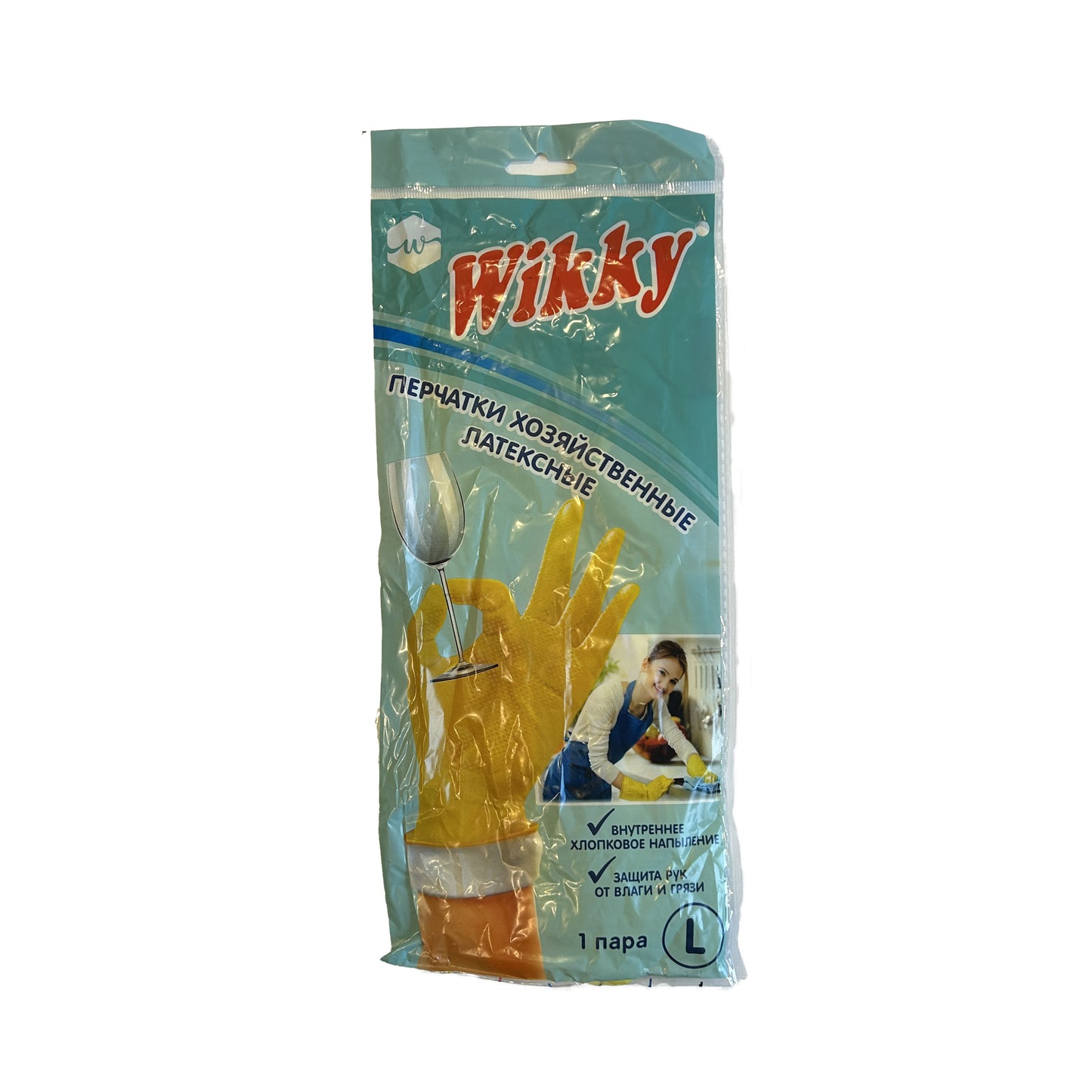 WIK-GLATEX-L - перчатки хозяйственные латексные, размер: L, 1 пара
