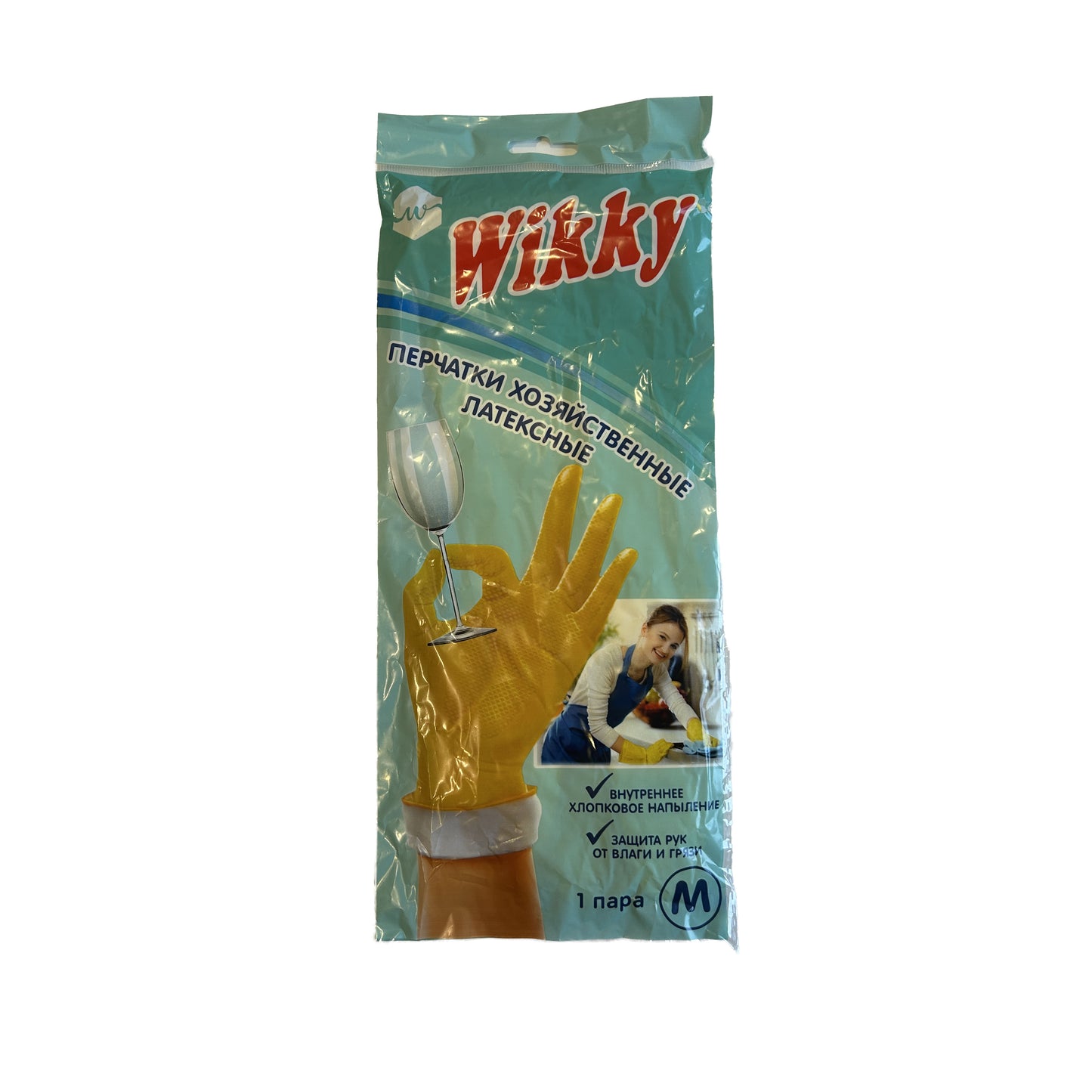 WIK-GLATEX-M - перчатки хозяйственные латексные, размер: M, 1 пара