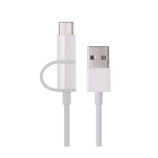XM-SJV4082TY - интерфейсный кабель Xiaomi 2 в 1, Micro USB на USB-C, цвет: белый, длина: 1 метр
